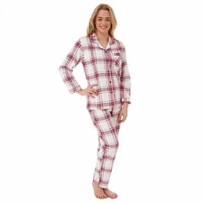 Ladies 100% Brushed Cotton 'Ivory  Check'  Pyjamas Nightwear/Loungewear 