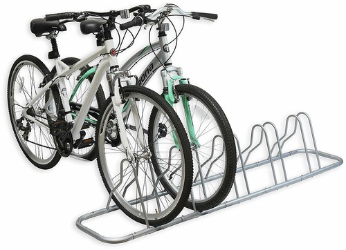 5 Bike Bicycle Stand Rack Garage Storage Floor Parking Adjustable Holder Silver - Picture 10 of 12