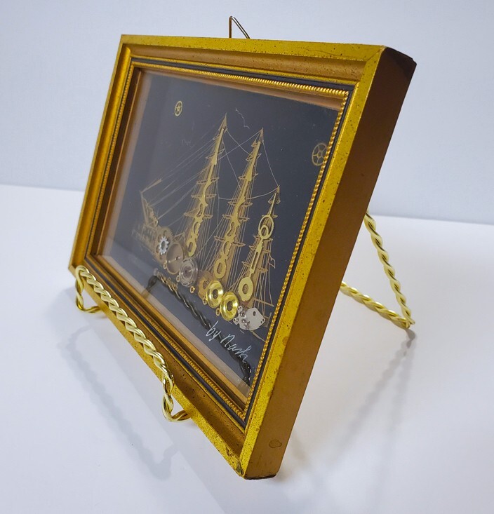 Unique Framed Gold CUTTY SARK Shadow Box Picture Watch Gears John Nash Steampunk