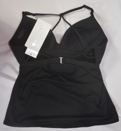 NWT MSRV $84 Athleta Size M Black Molded Prism Back Tankini Swimsuit Top #273703 - Picture 2 of 3