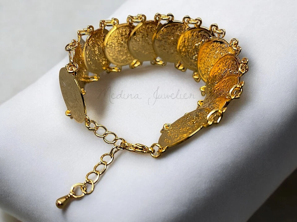 Ceyrek Bileklik Tugra Münzen Armband Altin Para Bilezik 22 Ayar Altin Kaplama - Bild 2 von 4