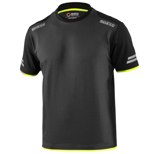 Sparco T-shirt Tech Tucson in cotone e poliestere Tg.XS Grigio scuro/Giallo fluo