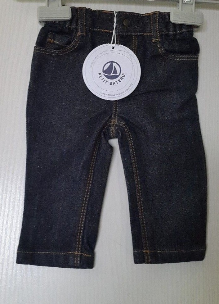 Pantalon Jean Droit Petit Bateau Fille 6 Ans (taille 116) - Bleu Brut - Coton - Très Bon état (occasion)