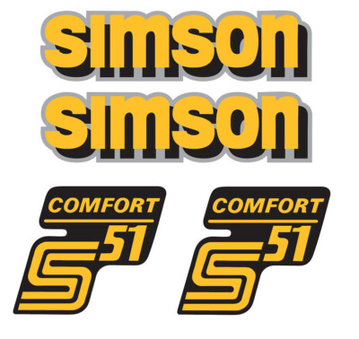 4 teiliger Dekorsatz Simson S51 Comfort Aufkleber Set  Dekor Premium Retro DDR