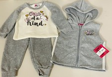NEW Girls 3-piece Set Sweatshirt Hooded Vest Pants Outfit "Be Unique" 18M or 24M