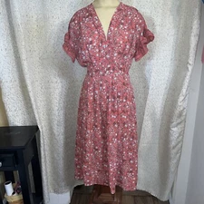 Max Studio Coral Rose Floral Print Ruffled Sleeved Dress, XS, NWT