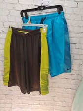 Nike Lot Of 2 Boy's Size Medium Black/Green Dri Fit & Blue Swim Athletic Shorts