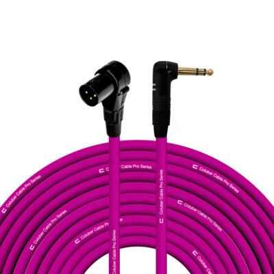 Right Angle 3-Pin XLR Male - Angled 1/4'' TRS Balanced Cable Custom Length, Color