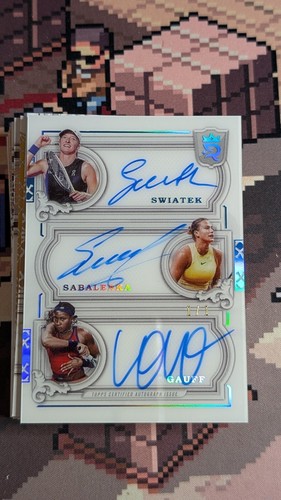 Iga Swiatek / Aryna Sabalenka / Coco Gauff #TA-SSG Tennis Cards 2024 Topps Royalty Triple Autograph card price