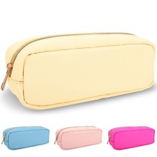 izuzta Nylon Small Makeup Bag Slim Pouch, Preppy Cute Makeup Brush Case Bag C...