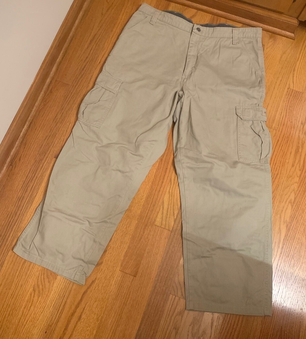 Wrangler Mens Cotton Cargo Pants Khaki Blue Jean Size 38x30-image