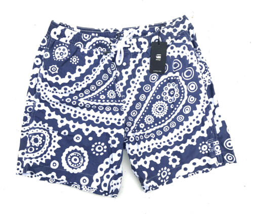 .G-Star Board Shorts 'DIRK RELAXED SHORT 1' Blue Paisley Size S - Picture 1 of 3