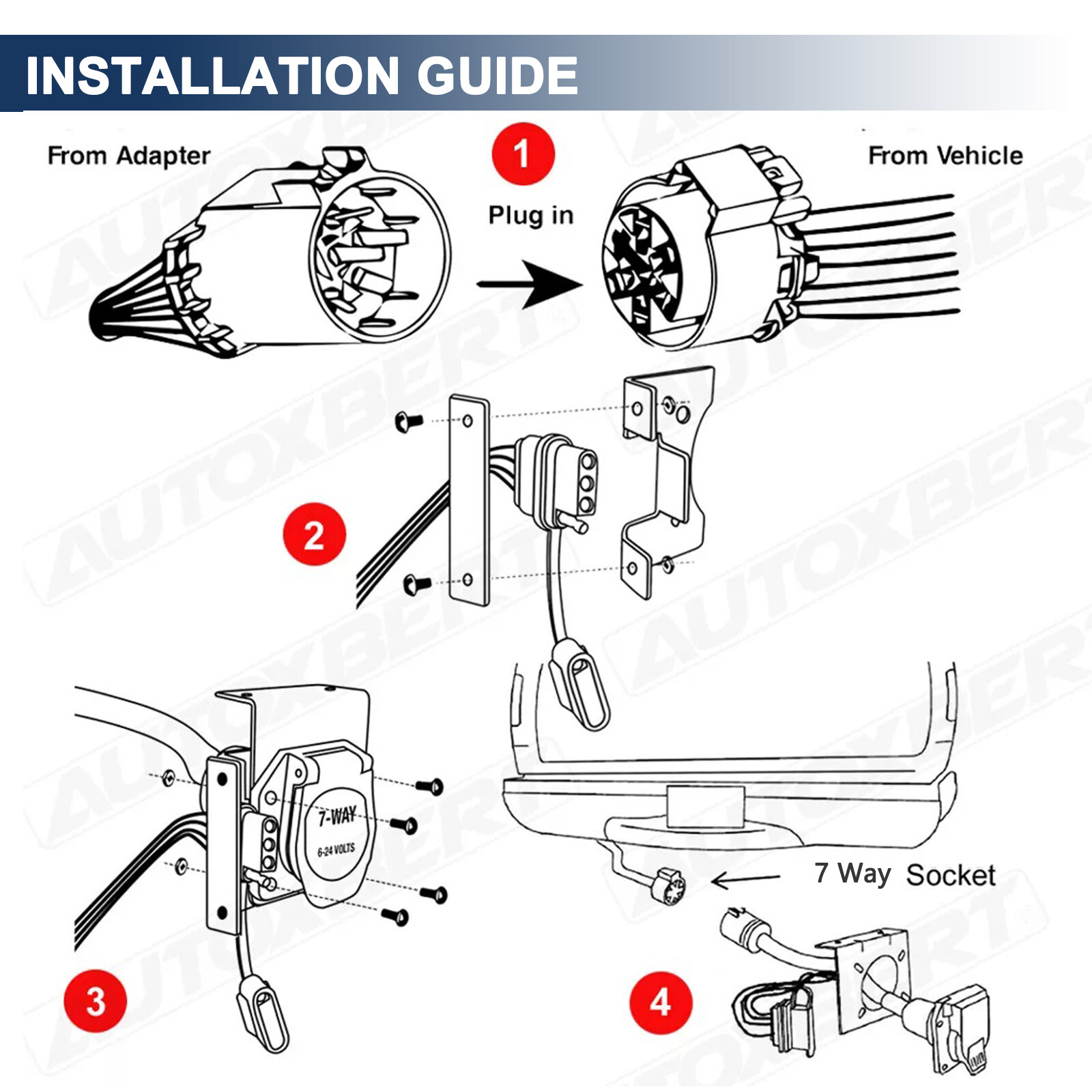 For Chevy Silverado 1500 7 Way Trailer Wiring Harness 4 Way Flat Plug Adapter US
