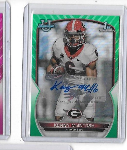 2022 Bowman U Chrome KENNY MCINTOSH 1st RC AUTO Green Refractor SP /99 Bulldogs