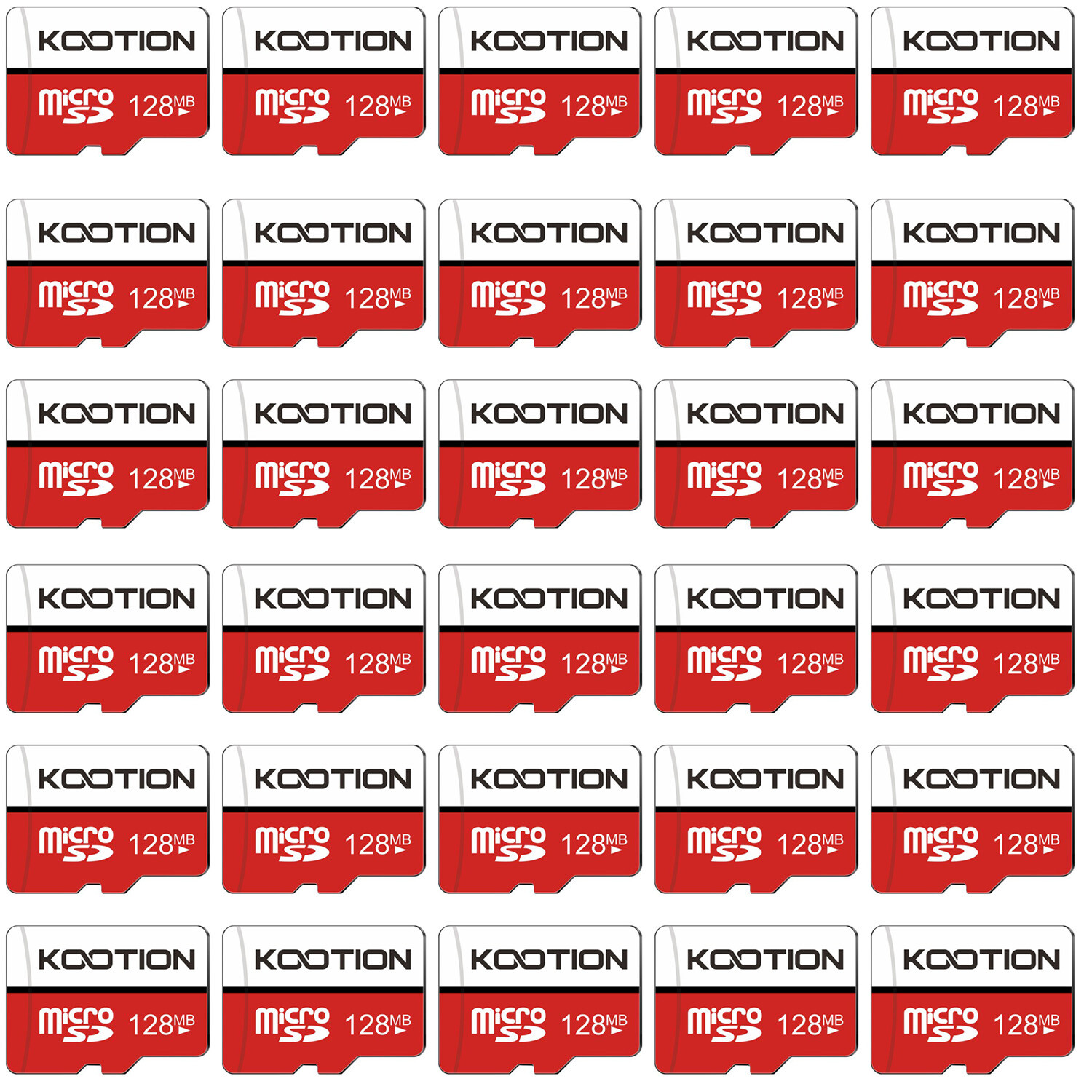 128MB Micro SD Card 30PCS with 10 Adapters in Red by Kootion