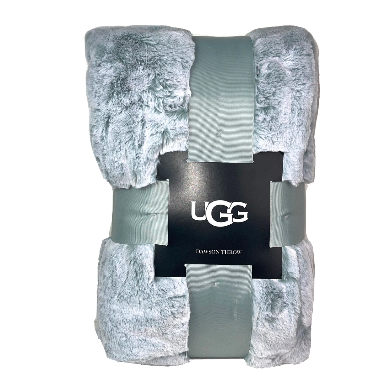 UGG Dawson Luxury Faux Fur Throw Blanket in Sidewalk/Mint 50u0026#034;x70u0026#034;  $125 | eBay
