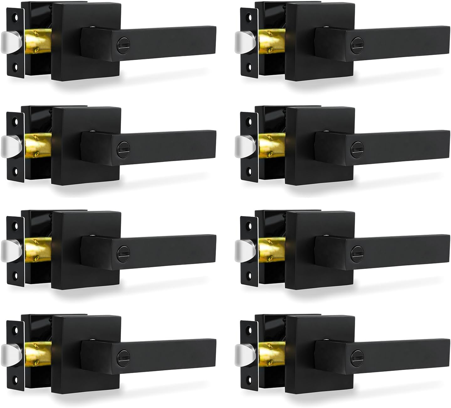 Privacy Door Levers, 8 Pack Matte Black Door Handles Heavy Duty Bed and Bath ...-image