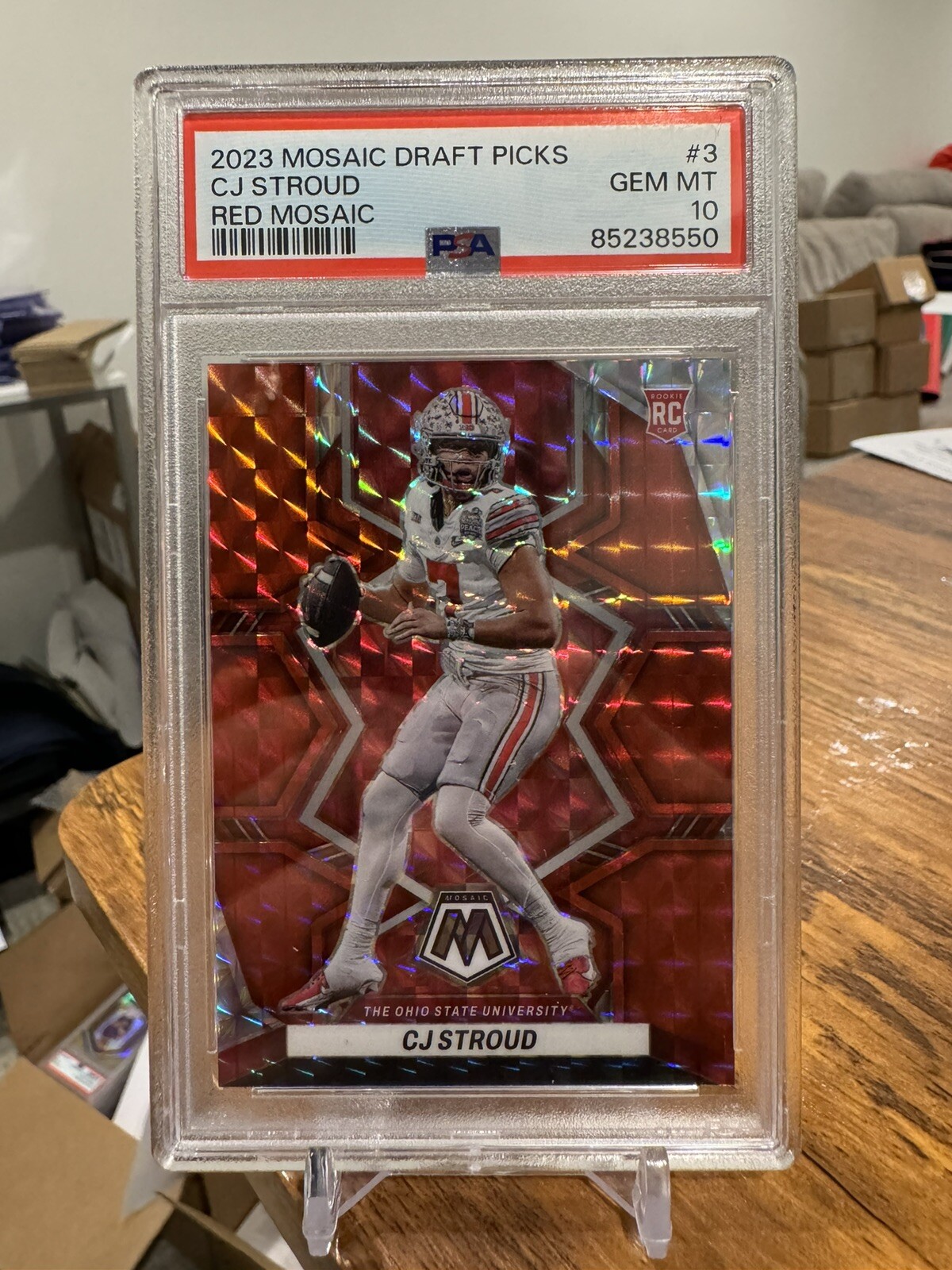 CJ Stroud 2023 Panini Mosaic Draft Pick Rookie RC Color Match Red #/99 PSA 10 🔥