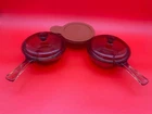 Pyrex Amber Vision Ware Set - Two P81C Saucepans & One V-150 w/ Lids