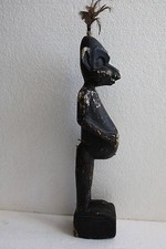 Antique Hand Carved Wooden Figurine 12" Pregnat Woman African Tribal Wood Art 