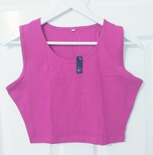 New Women's Stretchy Crop Tops Ladies Plain Blouse Sleeveless Vest T-Shirt Racer