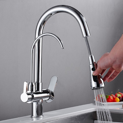3 in1 Kitchen Drinking Filtered Water Mixer Tap Outlet Dual Lever Water Sink Tap - Picture 4 of 8