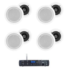 Rockville Rock Zone 8 Ch. Multi Room Receiver 8 5.25" White Ceiling Speakers