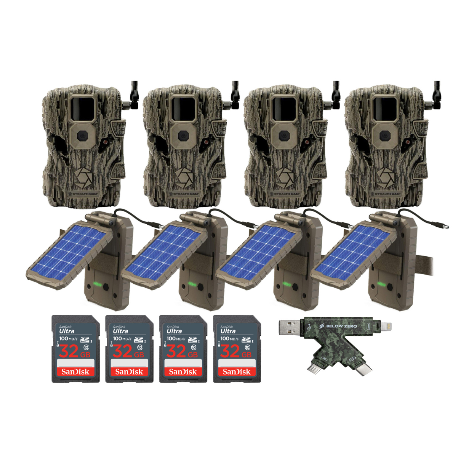 Stealth Cam Fusion X 26-Мегапиксельная следящая камера Verizon с комплектом солнечных панелей 4 шт.