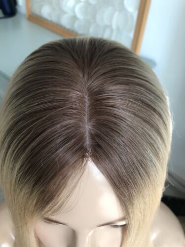 Stock 16" Silk Parted Lace Hair Toppers; 5.5x6" Base Free Part - Picture 7 of 11