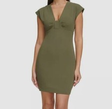 Guess Women's Olive Green Solid Cap-Sleeve Bodycon Dress Size 2