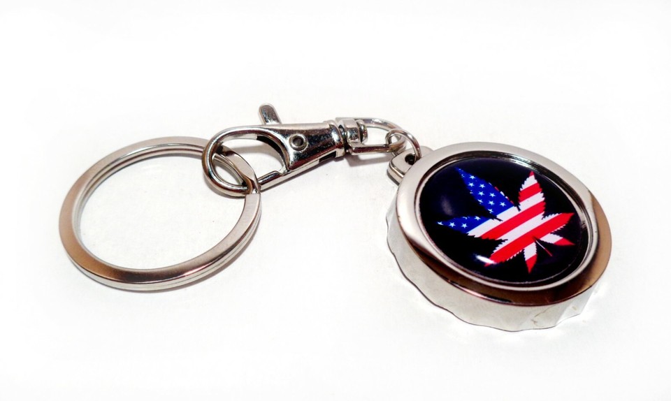 AMERICAN FLAG Weed Marijuana Cannabis Pot Leaf Bottle Cap Opener
