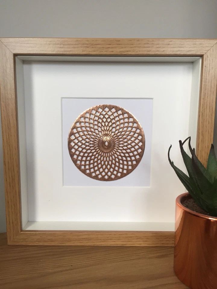 Marco de caja cobre bronce patrón geométrico imagen 3D colgante de pared arte decoración regalo Foto 3 de 3