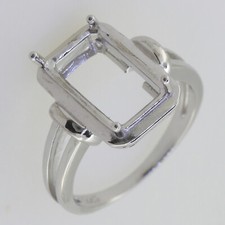 Vintage Style Sterling Silver Semi Mount Ring Setting Emerald OCT 12x8mm