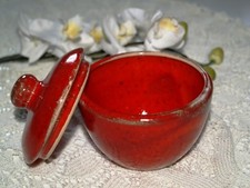 Zuckerdose rote Keramik getöpfert Mohn Geschirr Serie Handarbeit Dose mit Deckel