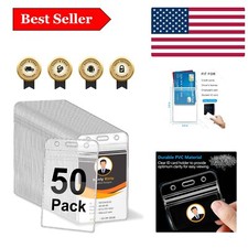 50-Pack Clear Waterproof ID Card Holders with Resealable Zip for Professionals