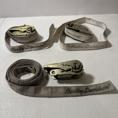 3 Used Genuine Vintage Harley Davidson Motorcycle Rachet Tie Down Straps