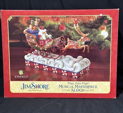 Jim Shore  Magic Takes Flight  Musical Sleigh and Lights Up - IOB