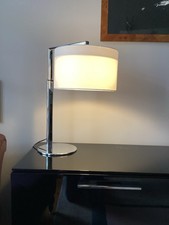 Lucande Tischleuchte weiß Chrom Silber Textilschirm