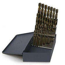 29PCS Titanium Drill Bit Set M35 Cobalt Steel HSS 1/16" - 1/2" USA Index Case