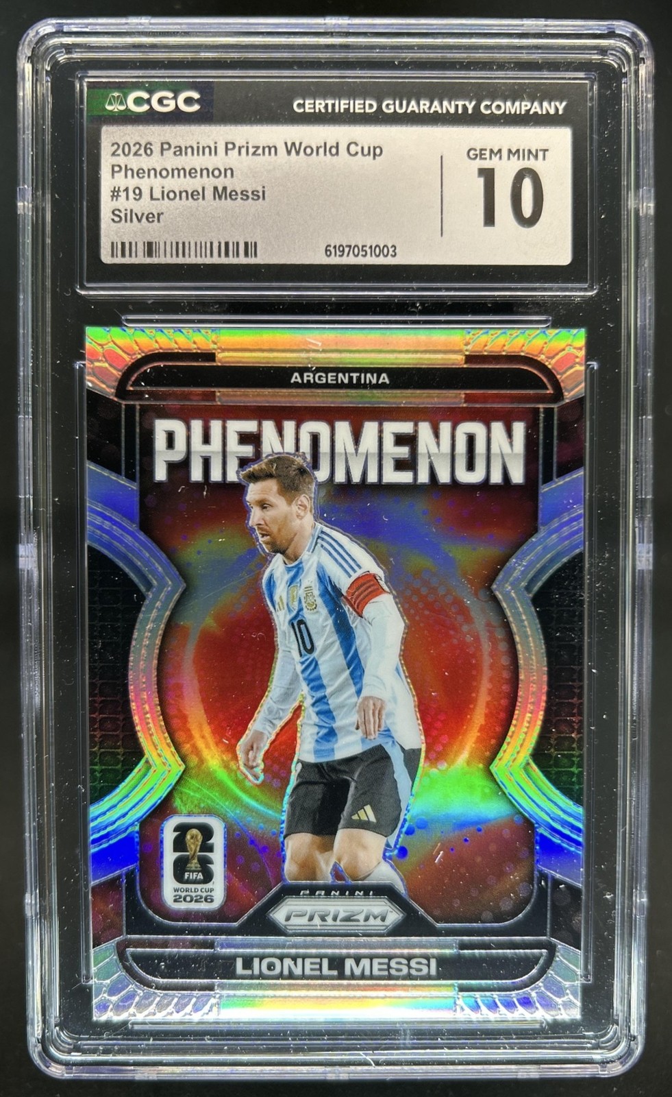 2026 Panini Prizm World Cup Lionel Messi Phenomenon Silver #19 Argentina CGC 10