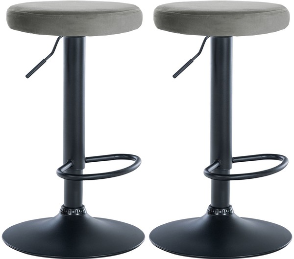 2Er Set Barhocker Ponte Samt Schwarz Grau-image