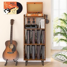 Record Player Stand, 4-Tier Vinyl Record Storage Cabinet Holds up to 300+ Albums