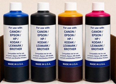 PREMIUM BULK DYE INK REFILL FOR CANON EPSON HP KODAK LEXMARK BROTHER (4,000ml)
