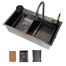 31.5" Kitchen Sink Drop In Stainless Steel Single Bowl Top Mount w/ Faucet