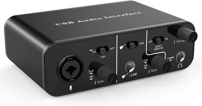 USB Audio Interface for Recording Music, XLR interface with 48V Phantom Power