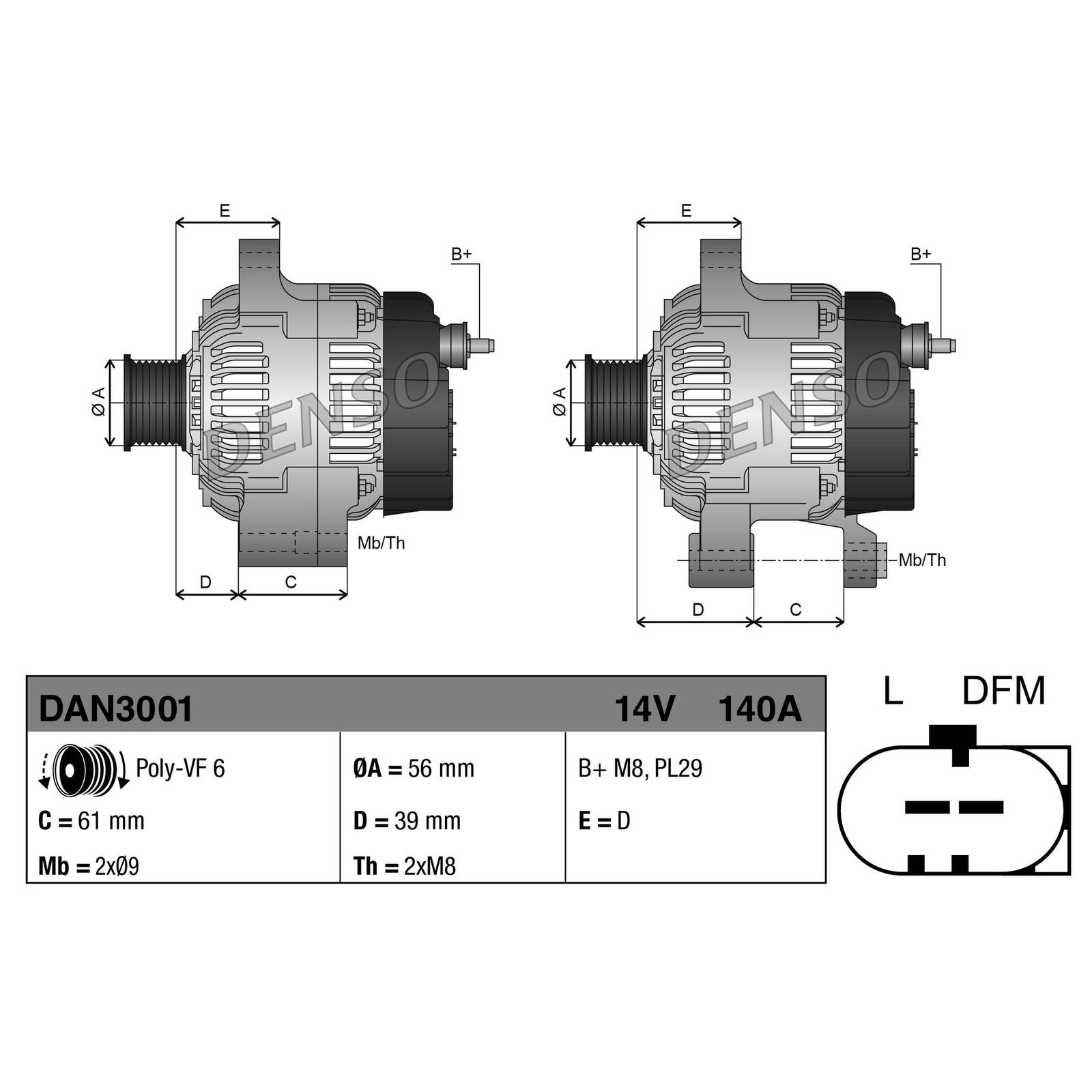 Denso Alternator - DAN3001 - Built to OE Standards for a First Time Fit - Image 57