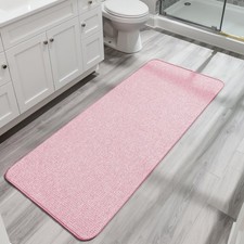 21x47 Inch Pink Ultra Thin Bathroom Runner Rug Quick Dry Non Slip Bath Mat