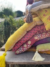  bench cushion,  mattress, hand made with recycled cotton filling and tassel 