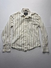 Abercrombie  Fitch Shirt Mens Medium White Striped Long Sleeve Button Up Slim