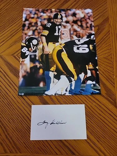 Terry Bradshaw 8x10 Photo W Signed Auto Index Card Pittsburgh Steelers HOF SC